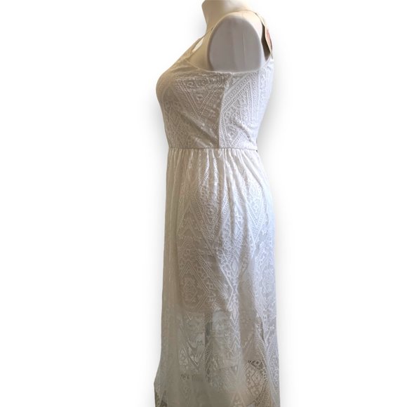 NWT Lily Rose | Halter High Neck White Maxi Dress w/ Lace Overlay | Sz Juniors L - Picture 5 of 16